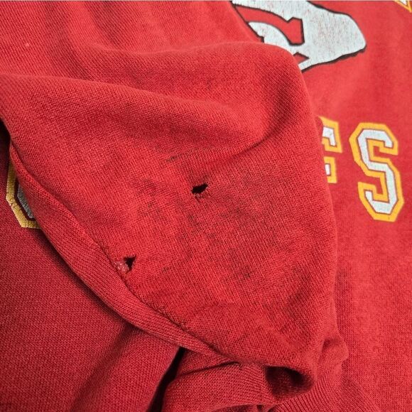 VINTAGE 90s Kansas City Chiefs red crew neck distressed sweater‎ sweatshirt M - Picture 6 of 10